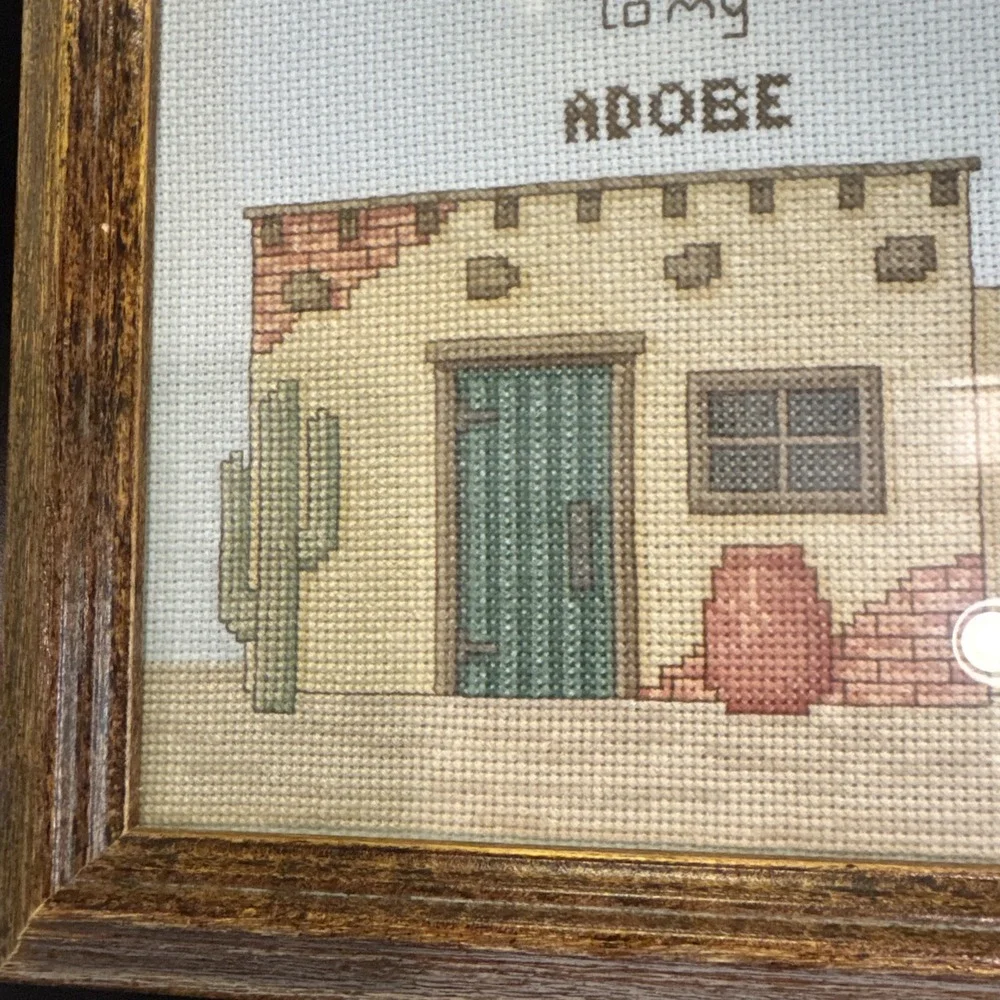 Vintage Welcome Finished Framed Cross Stitch Southwestern 